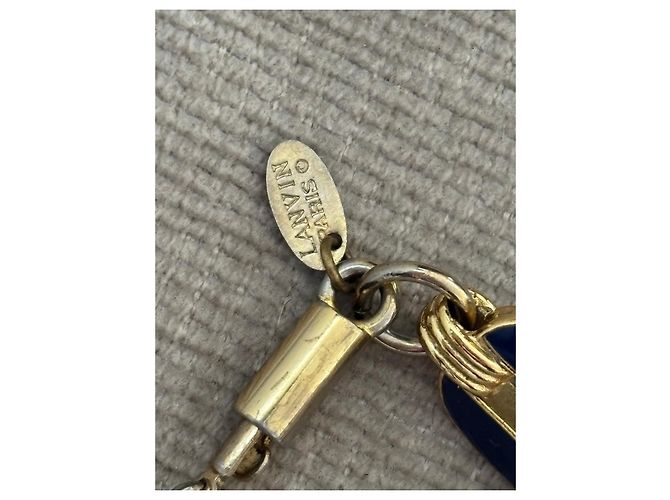 Collana Lanvin in metallo dorato e smalto blu cobalto D'oro - vista 2