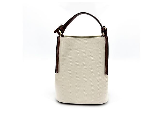 Burberry Peggy Logo Bucket Canvas Small Beige - vista 2