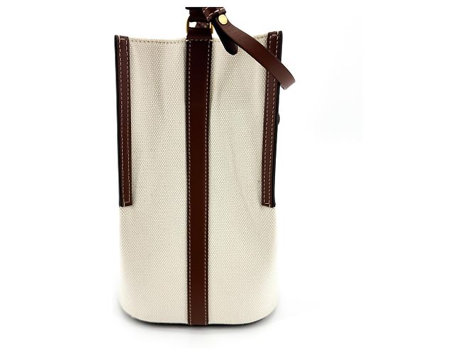 Burberry Peggy Logo Bucket Canvas Small Beige - vista 3