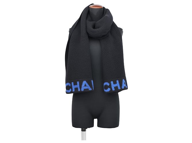 Estola Chanel em lã e cashmere Preto Azul - vista 3
