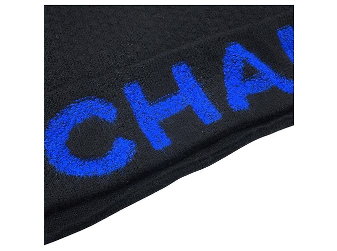 Estola Chanel em lã e cashmere Preto Azul - vista 5