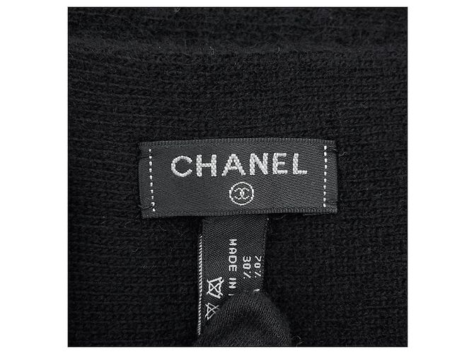 Estola Chanel em lã e cashmere Preto Azul - vista 8