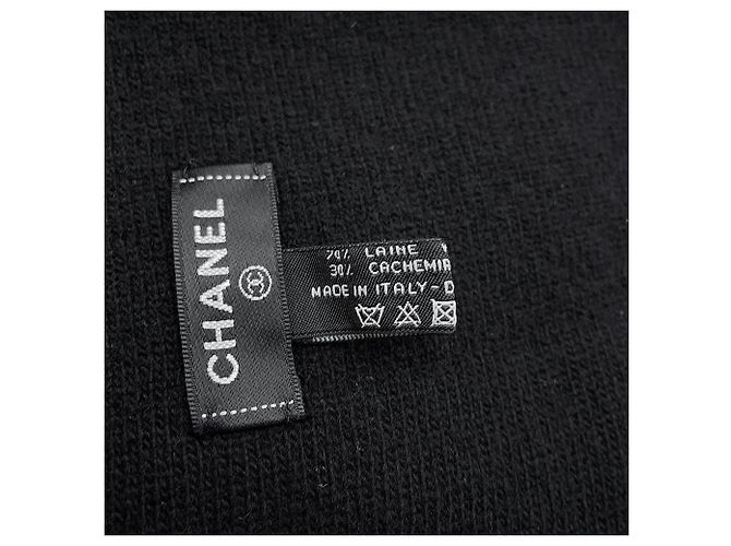 Estola Chanel em lã e cashmere Preto Azul - vista 9