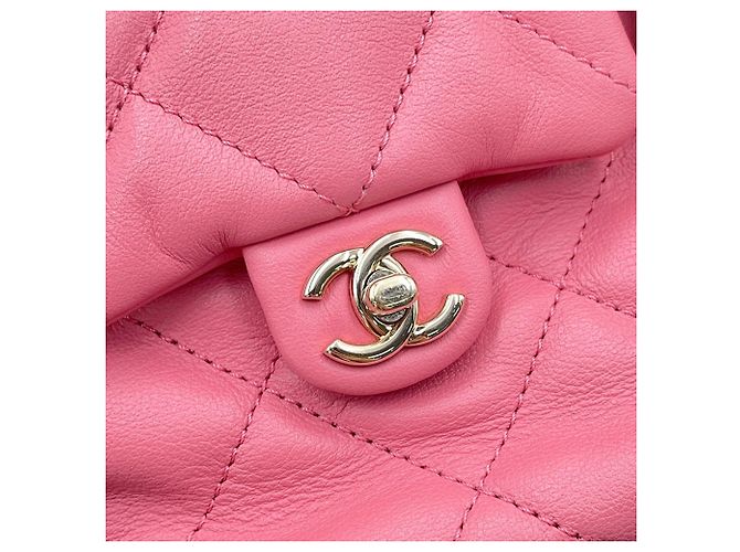 Mochila Chanel Matelassé de piel de cordero Rosa - vista 13
