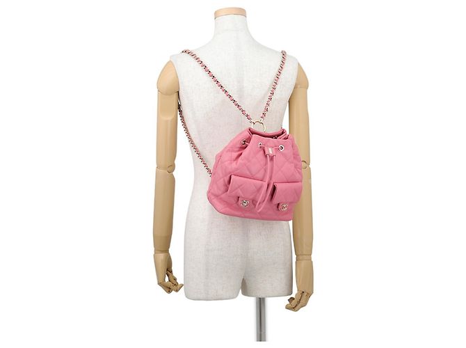 Mochila Chanel Matelassé de piel de cordero Rosa - vista 4