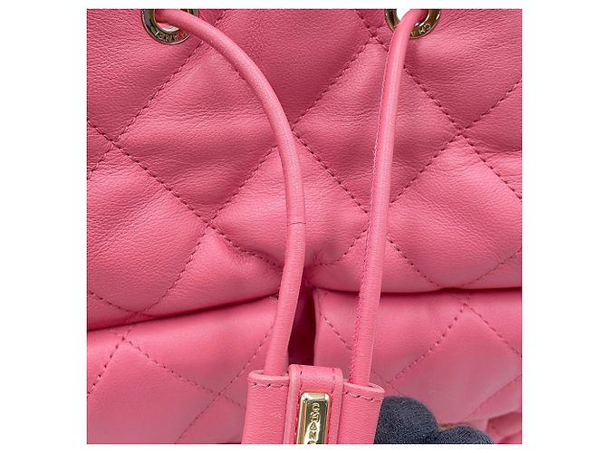 Mochila Chanel Matelassé de piel de cordero Rosa - vista 8