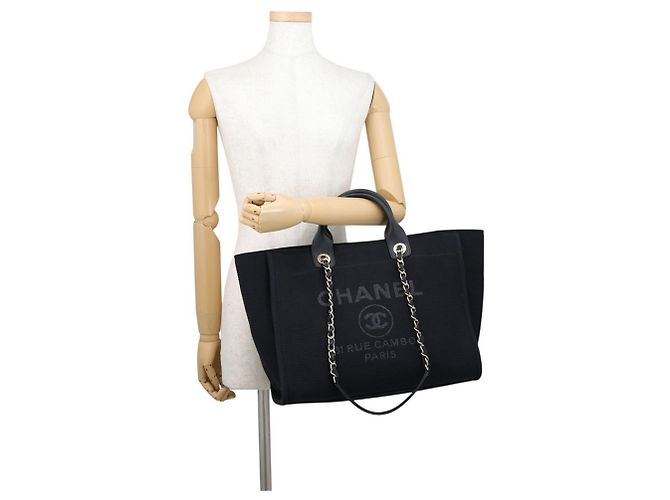 Borsa Tote Chanel Deauville Line Nero - vista 4