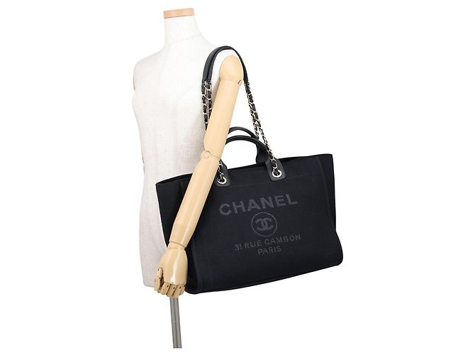 Borsa Tote Chanel Deauville Line Nero - vista 5