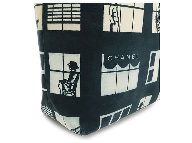 Chanel Windows Line Tote Bag Schwarz Weiß - Ansicht 10