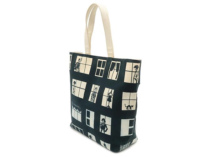 Chanel Windows Line Tote Bag Schwarz Weiß - Ansicht 3