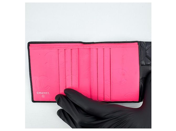Chanel Cambon Trifold Quilted Lambskin Long Nero - vista 5
