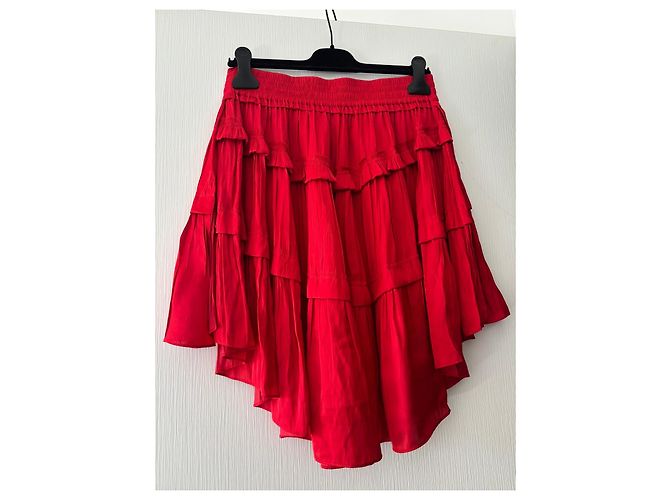 Barbara Bui Saia curta vermelha com folhos Vermelho - vista 5