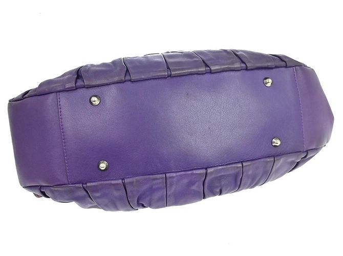 Christian Dior Plisse Frame Pleated Leather Medium Purple - view 3