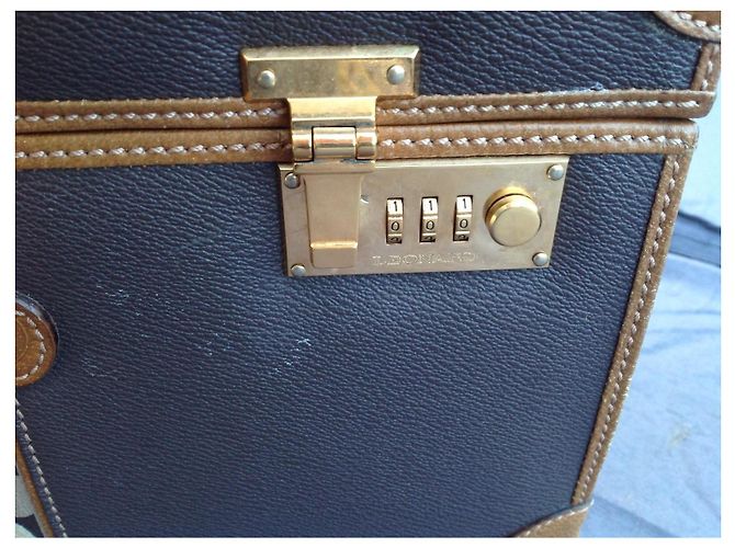 Leonard Necessaire in pelle marrone e beige Gold hardware - vista 2