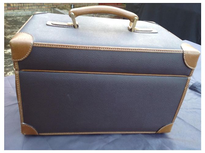 Leonard Necessaire in pelle marrone e beige Gold hardware - vista 5
