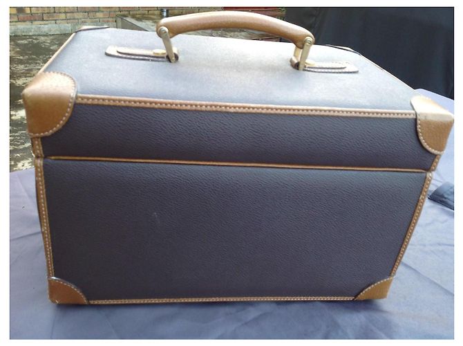 Leonard Necessaire in pelle marrone e beige Gold hardware - vista 6