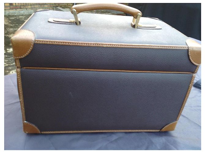 Leonard Necessaire in pelle marrone e beige Gold hardware - vista 7