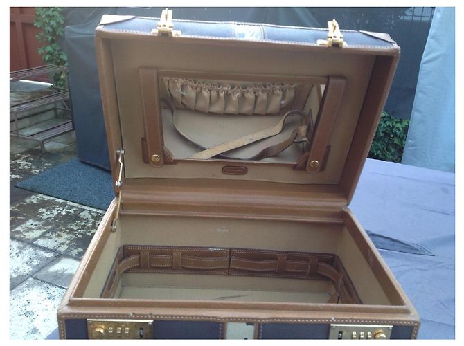 Leonard Necessaire in pelle marrone e beige Gold hardware - vista 8
