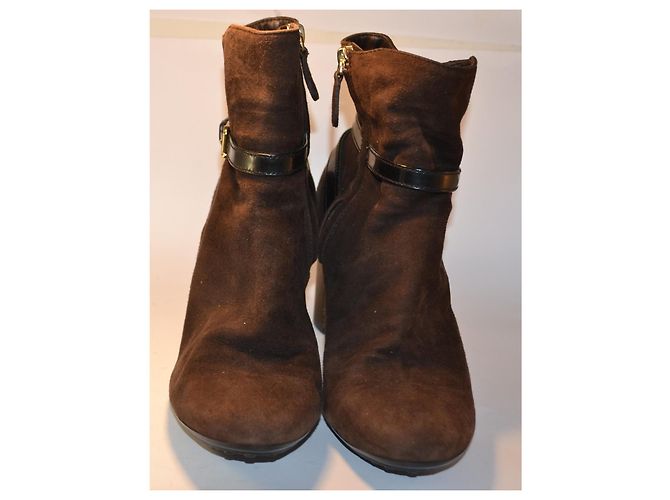 Tod's Botines de Ante Marrón con Correa Castaño - vista 3