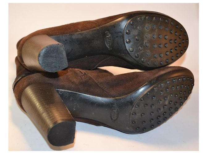 Tod's Botines de Ante Marrón con Correa Castaño - vista 6