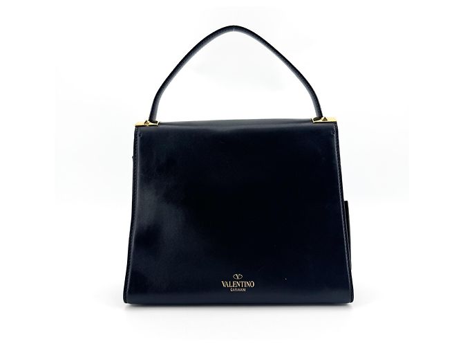 Valentino Garavani My Rockstud Satchel Leather Small Nero - vista 2