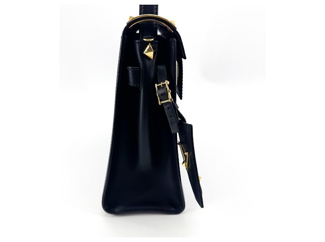 Valentino Garavani My Rockstud Satchel Leather Small Nero - vista 4
