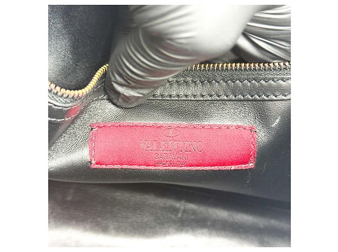 Valentino Garavani My Rockstud Satchel Leather Small Nero - vista 6
