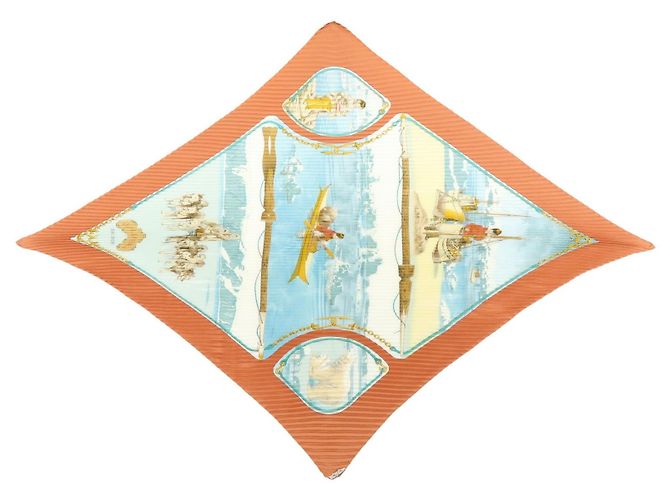 Hermès Hermes Gronland Plisado de Seda Castaño - vista 2
