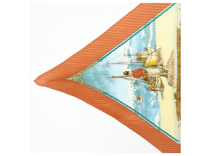 Hermès Hermes Gronland Plisado de Seda Castaño - vista 3