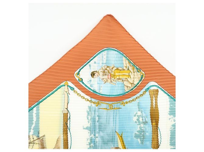 Hermès Hermes Gronland Plisado de Seda Castaño - vista 4