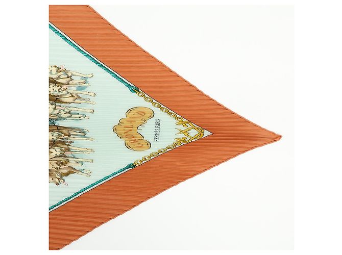 Hermès Hermes Gronland Plisado de Seda Castaño - vista 5