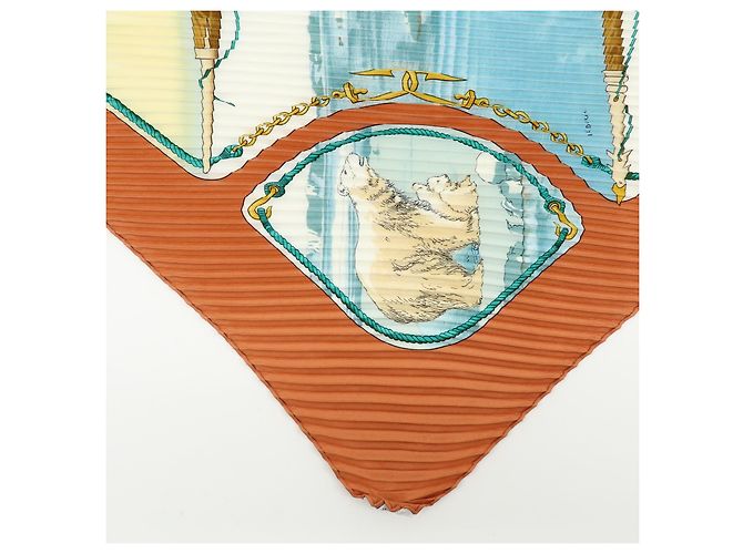Hermès Hermes Gronland Plisado de Seda Castaño - vista 6