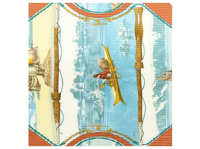 Hermès Hermes Gronland Plisado de Seda Castaño - vista 7
