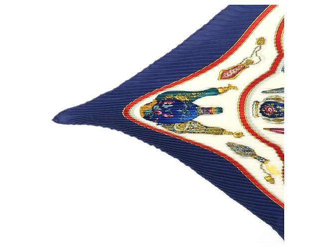 Hermès Carré 90 de seda plisada Azul marino - vista 3