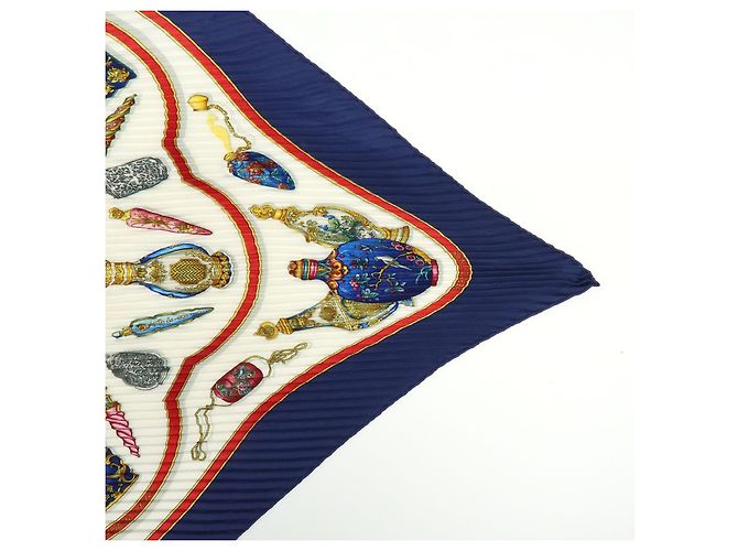 Hermès Carré 90 de seda plisada Azul marino - vista 5