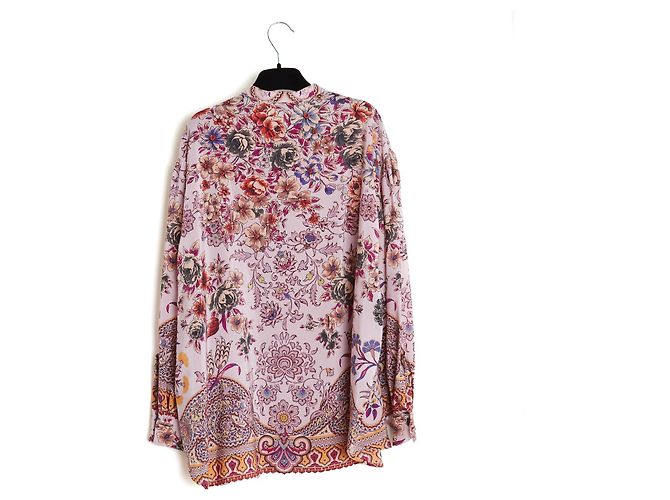 Etro Oversize-Bluse aus rosa Seidencrepe mit Boteh-Muster Pink - Ansicht 4