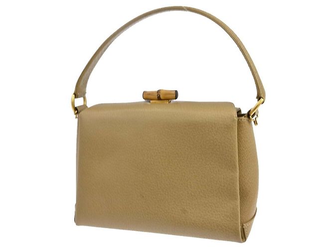 Gucci Vintage Convertible Bamboo Box Leather Small Beige - Ansicht 2