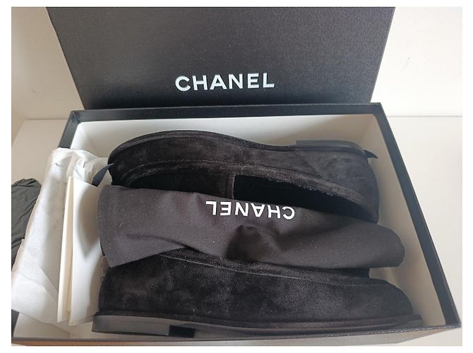 Mocassins Chanel CC em camurça preta Preto - vista 10