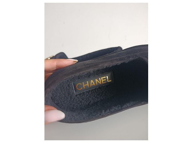 Mocassins Chanel CC em camurça preta Preto - vista 11