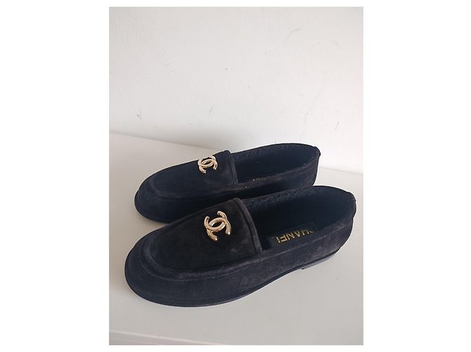 Mocassins Chanel CC em camurça preta Preto - vista 2