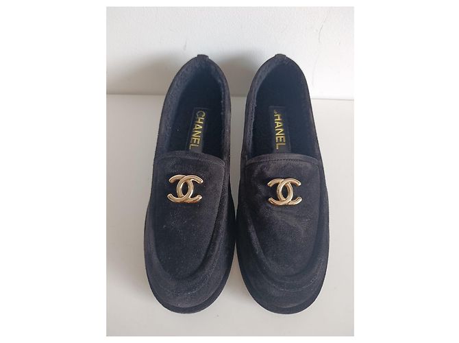 Mocassins Chanel CC em camurça preta Preto - vista 6