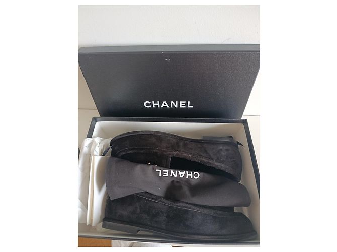 Mocassins Chanel CC em camurça preta Preto - vista 7