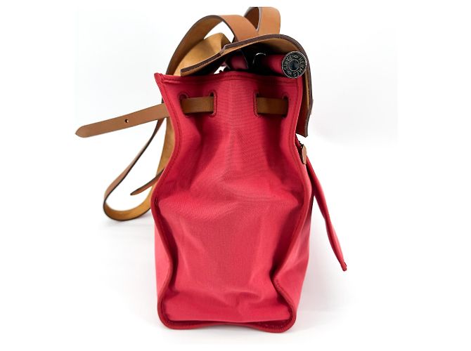 Hermès Herbag Toile and Leather MM Rosa - vista 3
