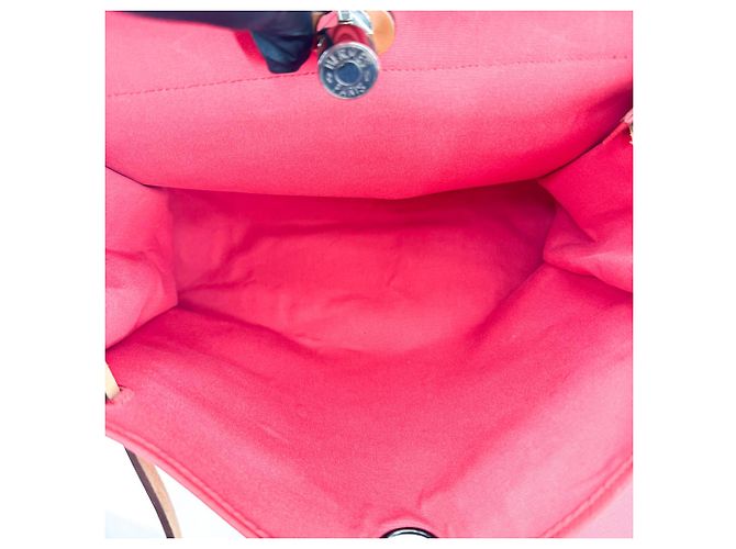 Hermès Herbag Toile and Leather MM Rosa - vista 5