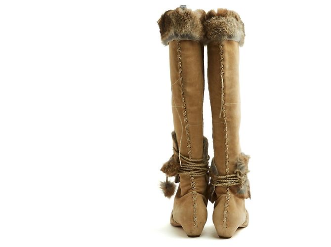 Christian Dior John Galliano Botas de Ante Beige Punta Afilada - vista 4