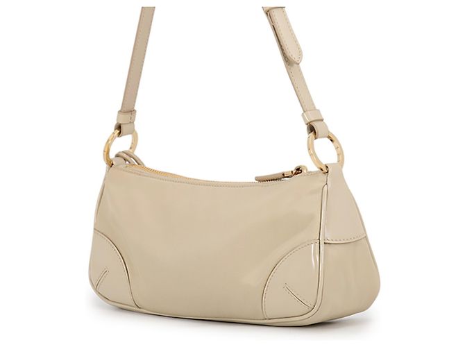 Sac à épaule Prada Triangle en nylon Beige - vue 2
