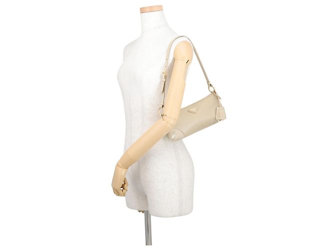 Sac à épaule Prada Triangle en nylon Beige - vue 4