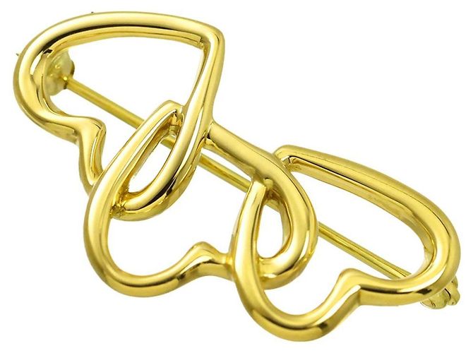 Autre Marque Spilla Triple Heart di Tiffany & Co. in oro giallo 18K - vista 3