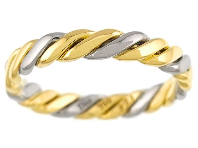 Anello Christian Dior 1 Band in oro giallo e bianco 18K - vista 2