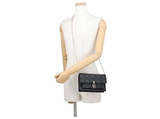 Pouch My Daily Pouch Cannage Christian Dior in pelle d'agnello nera Nero - vista 4